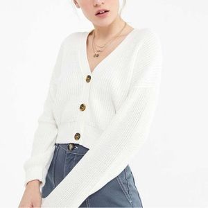 UO White Cropped Cardigan